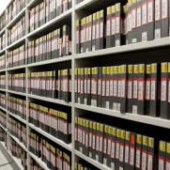Shelves full of archived records
