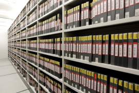 Shelves full of archived records