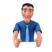 Body Language Basics - Graphic of man with blue shirt and arms resting on table
