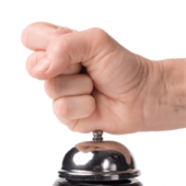 Fist hitting a customer service bell