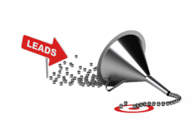Graphic of leads going into a funnel