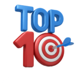 Graphic of the word top 10 with an arrow in the bullseye zero