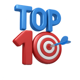 Graphic of the word top 10 with an arrow in the bullseye zero