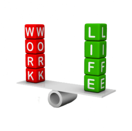Blocks of work & life balancing on teeter totter