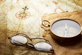 compass and glasses