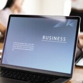 laptop with a business graphic