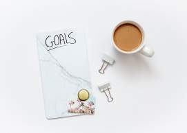 mini whiteboard with goals